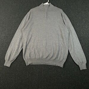 Marco Fiori 100% Merino Wool Gray Quarter Zip Sweater Men's Size XL‎